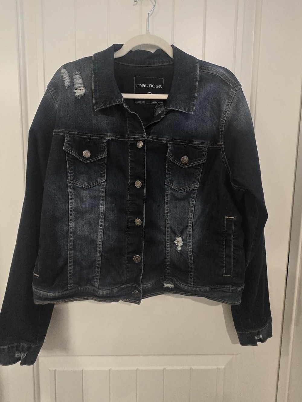 Maurices Distressed Dark Wash Jean Jacket - Indigo